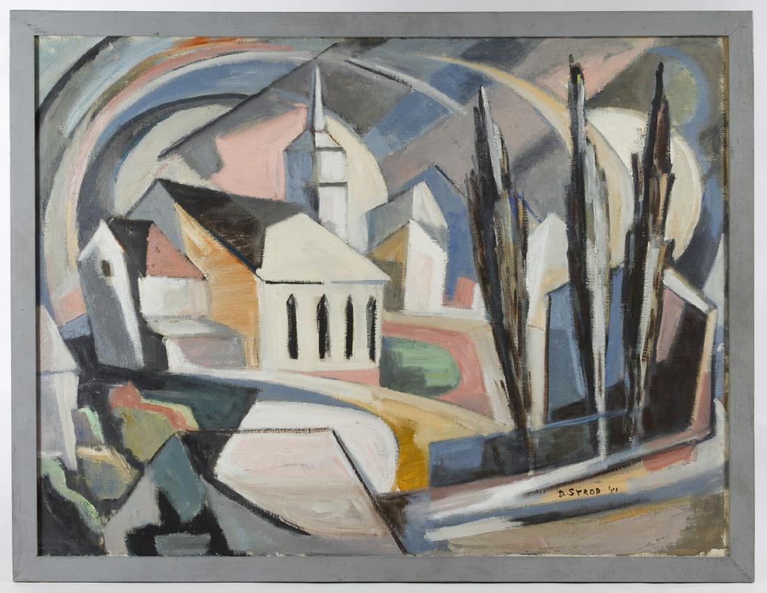 David Syrop (American, 20th Century) 'Cubist Church': David Syrop (American, 20th Century) 'Cubist Church' Oil on Canvas 1951, signed lower right, depicting a church Height: 18.00 inches, Width: 24.00 inches Frame Size: 19.50 inches by 25.50 inches Categ