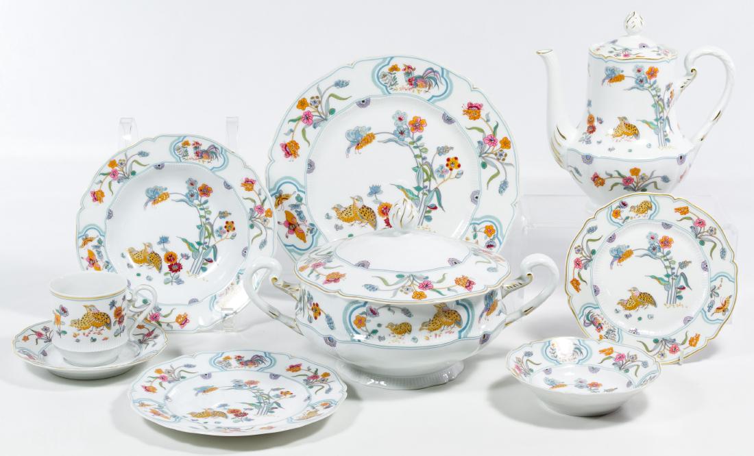 Haviland Limoges 'Golden Quail' China Service: Haviland Limoges 'Golden Quail' China Service Forty-nine pieces including (3) dinner plates, (7) dessert plates, (8) bread plates, (6) soup bowls, (3) fruit bowls, (8) saucers, (6) coffee cups, (2) ov