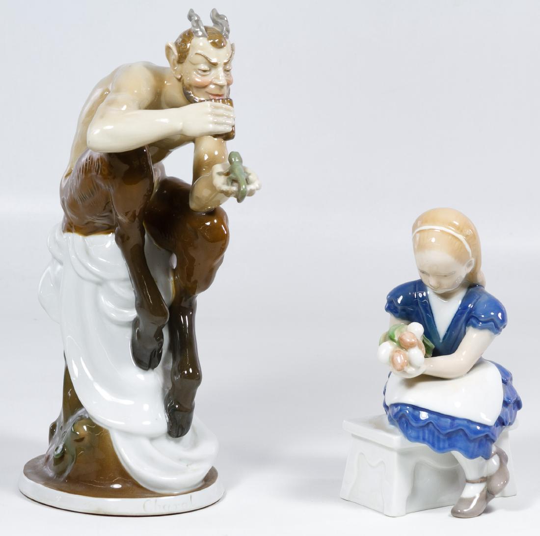 Fraureuth and B&G Porcelain Figurines: Fraureuth and B&G Porcelain Figurines Two items including a Fraureuth 'Charol' figure with hooves and a B&G Alice in Wonderful style figurine Height: 10.00 inches (tallest) Category: Collectibles > Fi