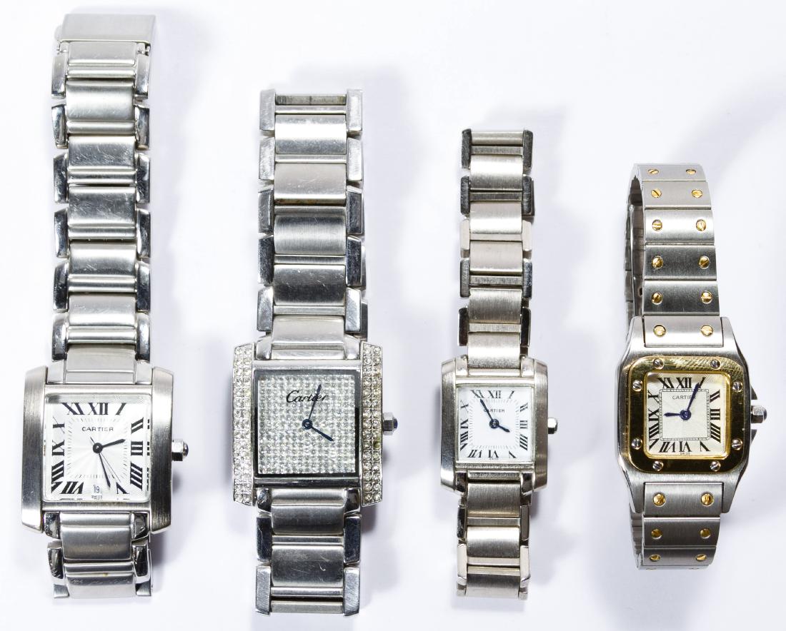 REPLICA Cartier Wrist Watch Assortment: REPLICA Cartier Wrist Watch Assortment Four watches; **All watches are REPLICAS** Length: 4.00 inches (longest) Category: Watches > Mixed Lots Shipping Status: Leonard Auction, Inc. will provide direc