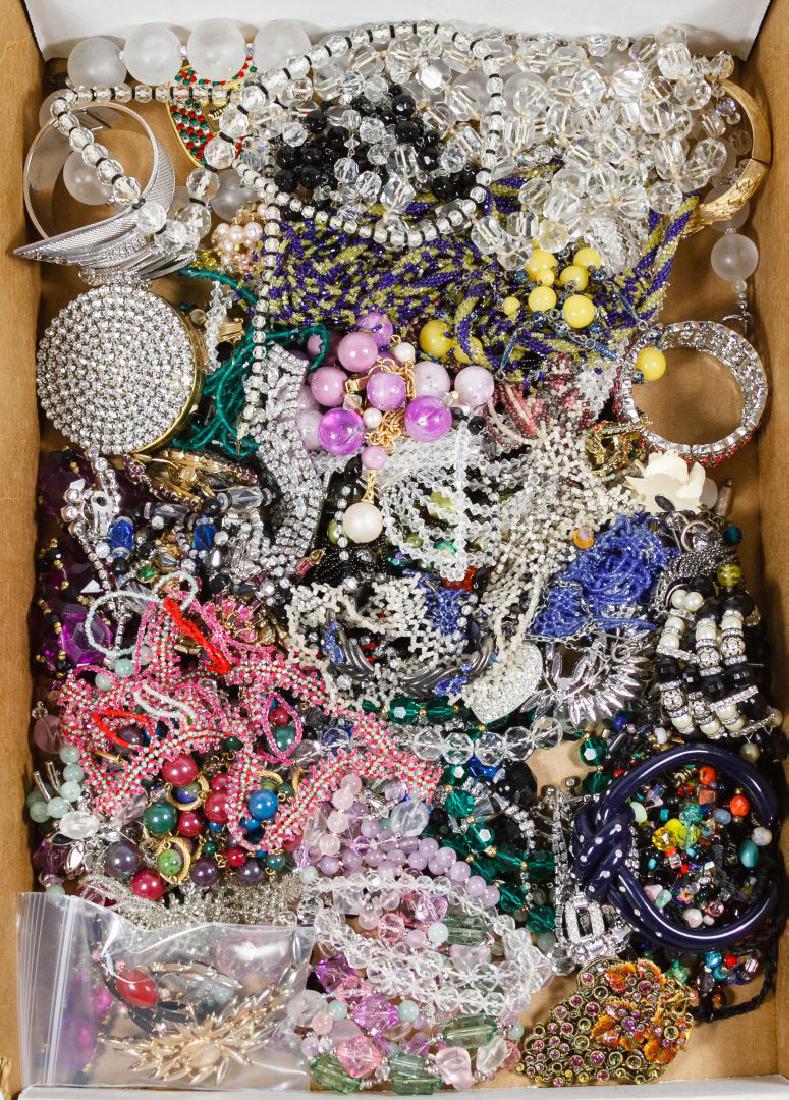 Rhinestone, Crystal and Bead Jewelry Assortment: Rhinestone, Crystal and Bead Jewelry Assortment Including 9.2 pounds of necklaces, pins, bracelets and a compact Length: 24.00 inches (necklace) Category: Silver & Costume Jewelry > Costume (Bulk Lots
