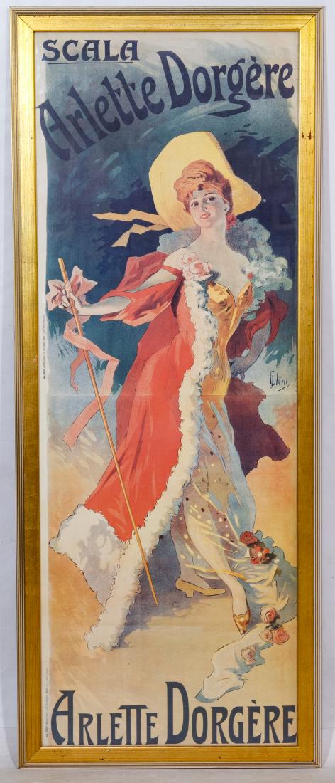 (After) Jules Cheret (French, 1836-1932) 'Scala Arlette: (After) Jules Cheret (French, 1836-1932) 'Scala Arlette Dorgere' Poster 20th Century, marked bottom left Height: 47.25 inches, Width: 17.25 inches (sight) Frame Size: 50.50 inches by 20.50 inches Cate
