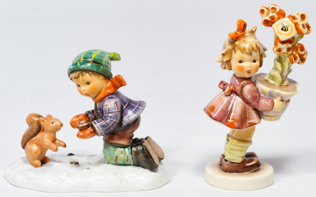 Hummel / Goebel Figurine Assortment: Hummel / Goebel Figurine Assortment Sixteen TMK7 or TMK8 figurines including #540 'Best Wishes', #649/0 'Fascination', #2019 'My Favorite Pony', #632 'Ball At Play', #2084/A 'Jump For Joy', #1672 'Loo