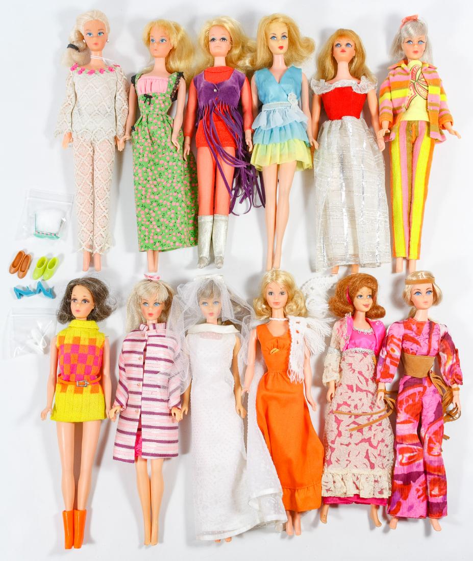 Mattel Mod Dressed Barbie Doll Assortment: Mattel Mod Dressed Barbie Doll Assortment Including (12) dolls from the 1968 to 1972 era with six wearing Mattel Barbie or Francie tagged clothes Height: 11.50 inches (dolls) Category: Collectibles >