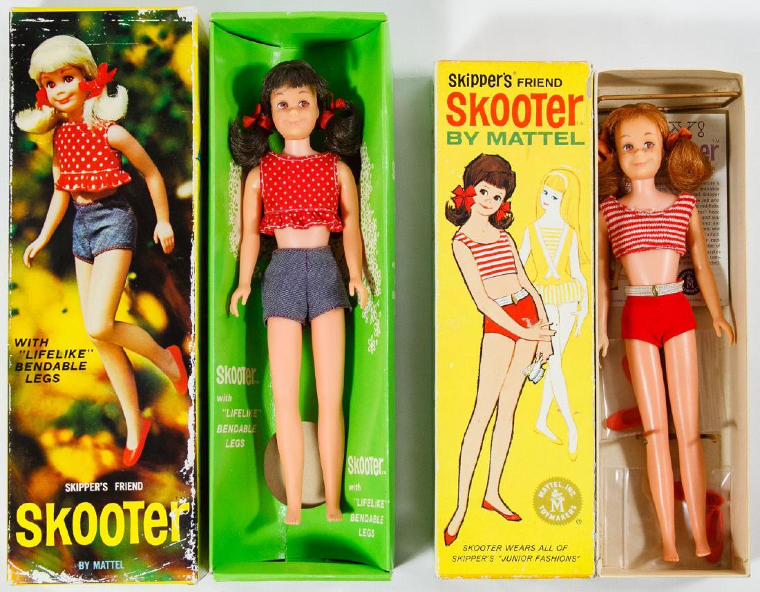Mattel Skooter Dolls: Mattel Skooter Dolls Two Barbie family items including a 1965 titian redhead straight leg Skooter #1040 in box with stand and shoes and a 1966 brunette Skooter #1120 with bendable legs Height: 9.25 in