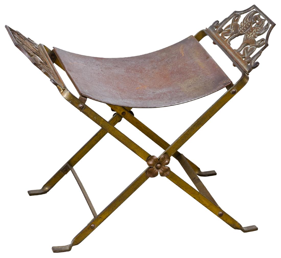 Cast Iron Bench: Cast Iron Bench Having a curved seat with paired griffins on the arm rests Height: 19.00 inches, Width: 24.00 inches, Depth: 10.00 inches Category: Furniture > American Shipping Status: Due to size, w