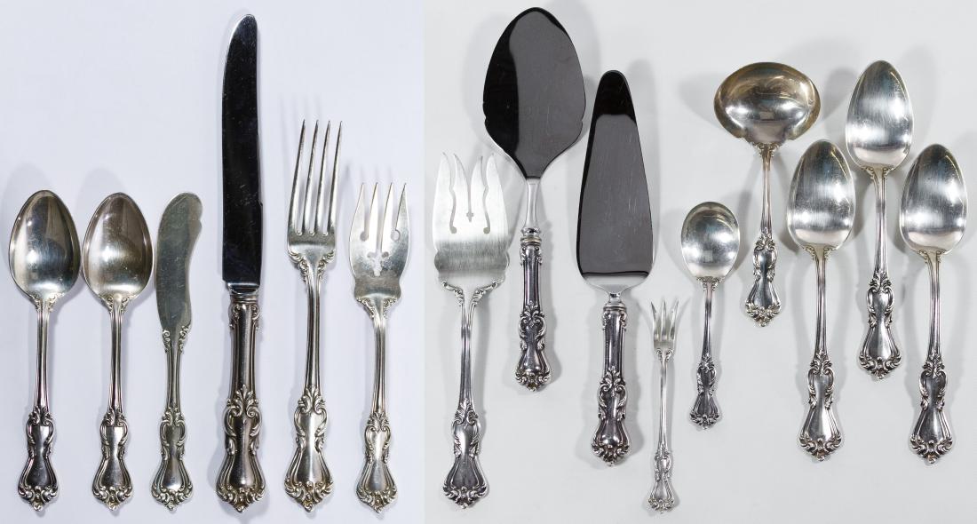 Reed & Barton 'Marlborough' Sterling Silver Flatware: Reed & Barton 'Marlborough' Sterling Silver Flatware Including: (12) dinner knives, (12) dinner forks, (12) salad forks, (24) teaspoons, (12) butter knives, (7) serving utensils and (2) sterling handl
