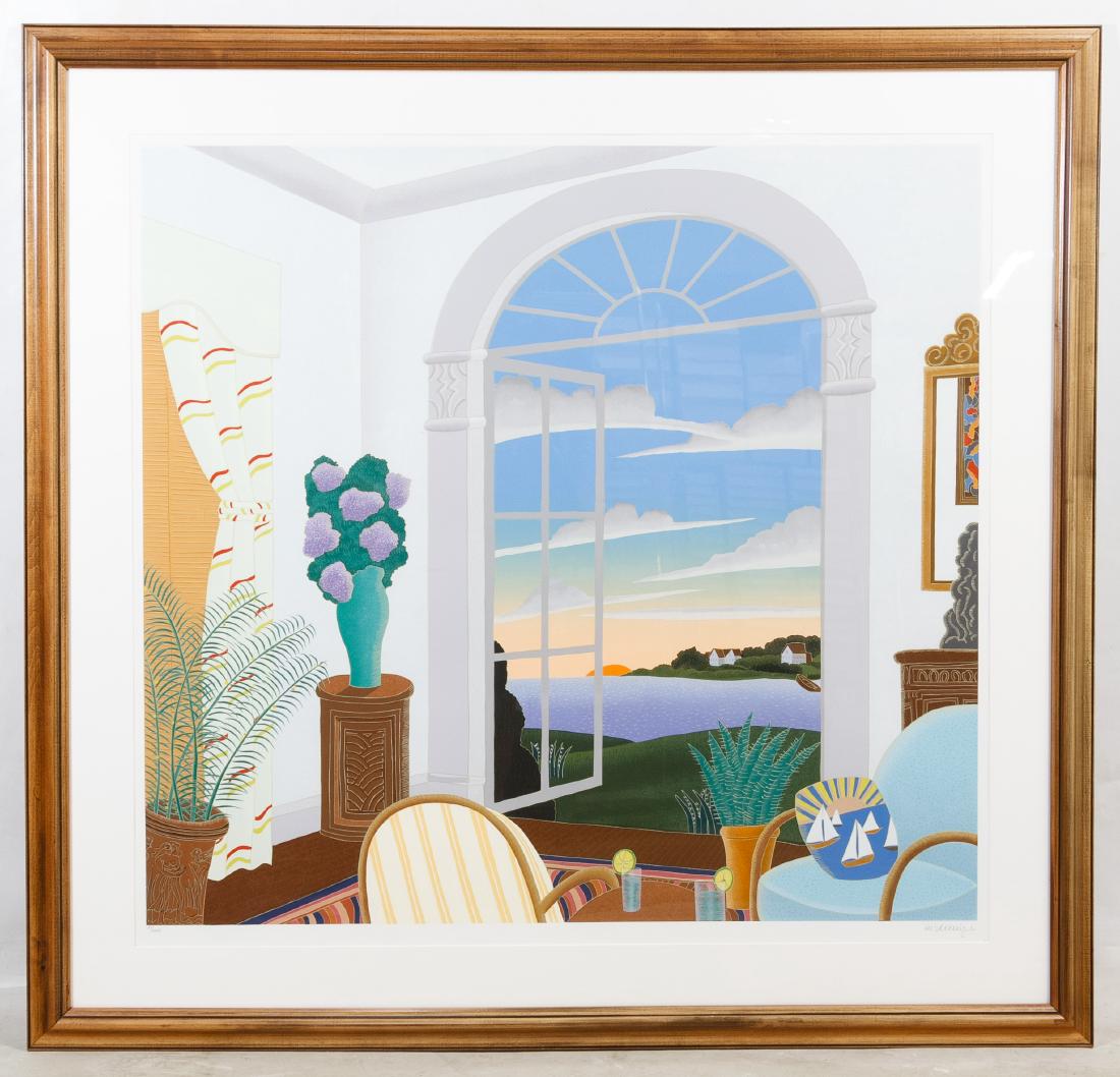 Thomas McKnight (American, b.1941) 'Cocktails in: Thomas McKnight (American, b.1941) 'Cocktails in Greenwich' Serigraph Undated, pencil signed lower right, numbered XI/CXXV, depicting a interior room scene Height: 36.00 inches, Width: 38.50 inches (s
