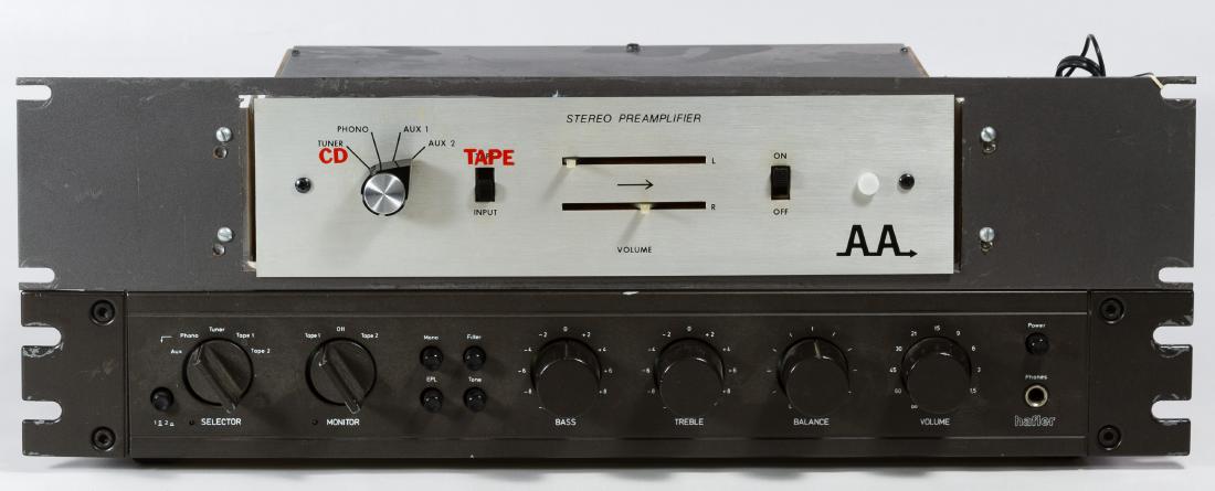 Hafler Model 110 Pre-amplifier: Hafler Model 110 Pre-amplifier Together with an AA pre-amplifier; provenance: consigned by a professional producer and longtime recording artist Height: 3.00 inches, Width: 19.00 inches, Depth: 10.00 