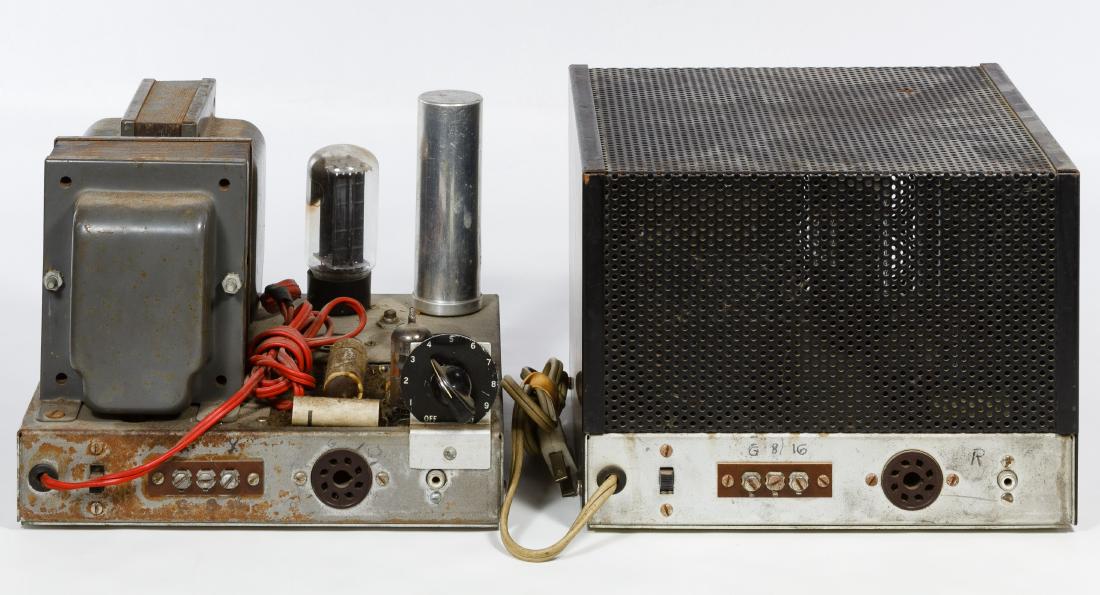 Tube Amplifiers: Tube Amplifiers Two amplifiers with no maker marks or serial numbers; provenance: consigned by a professional producer and longtime recording artist Height: 6.75 inches, Width: 9.25 inches, Depth: 9.2