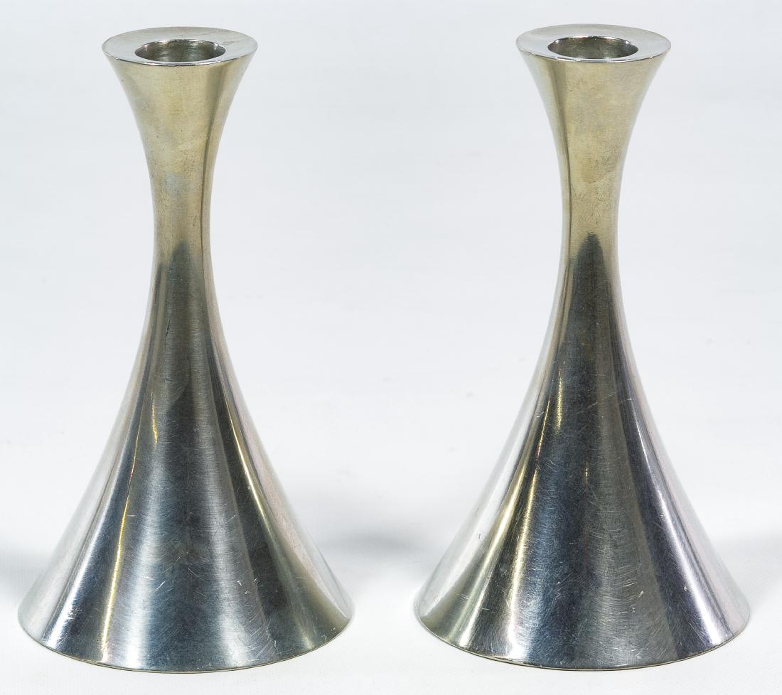 Danmark Just Andersen Candlesticks: Danmark Just Andersen Candlesticks Both having stamped marks on the interior, both are numbered 2691 Height: 5.75 inches Category: Silver & Metalware > Other Shipping Status: Leonard Auction, Inc. wil