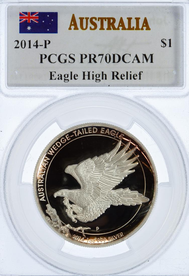 Australia: 2014-P $1 PR-70 DCAM PCGS: Australia: 2014-P $1 PR-70 DCAM PCGS Eagle High Relief Category: World Coins & Currency > World Coins Shipping Status: Leonard Auction, Inc. will directly ship this item.