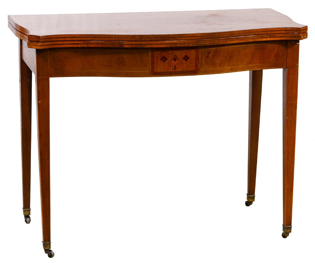 Mahogany Server / Game / Dining Table by Extensole: Mahogany Server / Game / Dining Table by Extensole Hinged top opens for game table and extends for insertion of up to three leaves (included) for dining table Height: 31.00 inches, Width: 40.00 inches