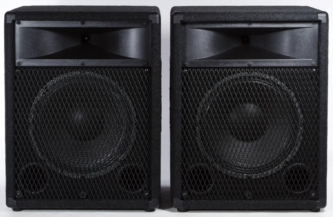 Carvin 822 Speakers: Carvin 822 Speakers Two speakers with serial #862103 and #862112; together with two plastic covers; provenance: consigned by a professional producer and longtime recording artist Height: 22.00 inches,
