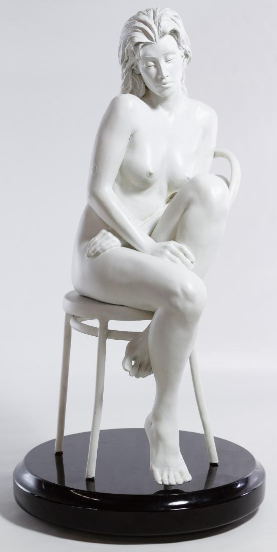 Bill Mack (American, b.1949) 'Solitude Maquette': Bill Mack (American, b.1949) 'Solitude Maquette' Sculpture 1995, signed on back of chair, numbered 75/150; together with rotating base and COA from Wentworth Gallery; first free-standing sculpture by