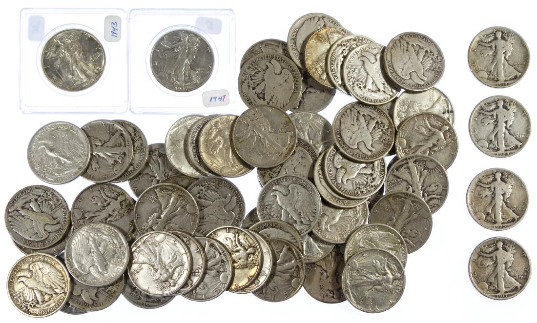 Walking Liberty 50c Silver Assortment: Walking Liberty 50c Silver Assortment $31.00 face value US 90% silver including key dates: 1917, 1918-S, 1920 and 1929-S Category: Half Dollars > Walking Liberty Half Dollar Mixed Lots Shipping Status