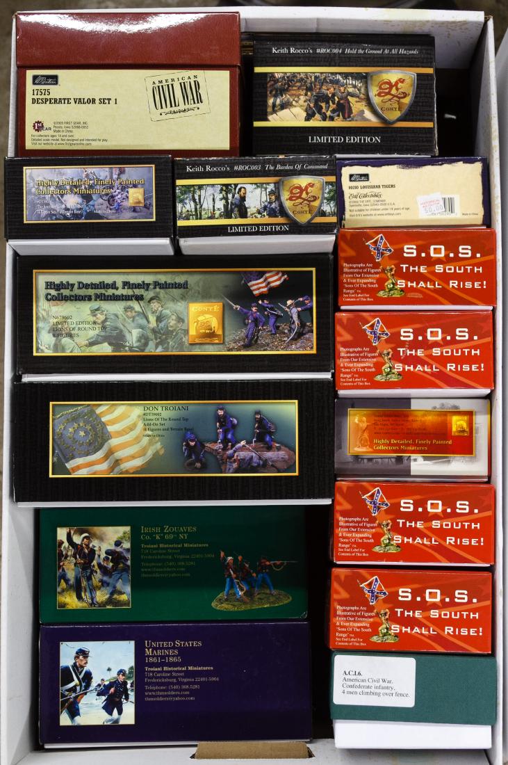 Civil War Toy Soldier Assortment: Civil War Toy Soldier Assortment Including c.2007 boxed sets from Britain, Collector Showcase, Keith Rocco, Don Troiani, Frontline Figures and Conte Collectibles; together with loose figures and layou