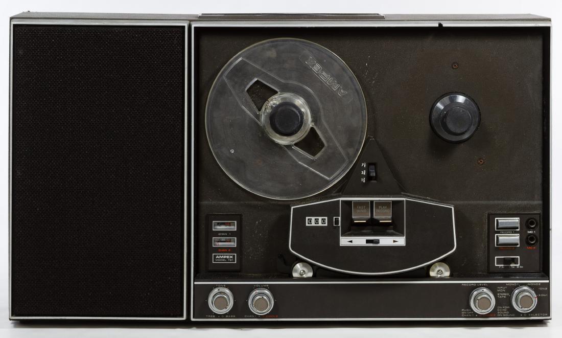 Ampex 761 Reel to Reel Tape Recorder and Instrument: Ampex 761 Reel to Reel Tape Recorder and Instrument Assortment Havings serial #20062, instructions and two Ampex 224 microphones; a Cleveland Toredor Trumpet in Case by H.N. White Co. #C-59716 and a B