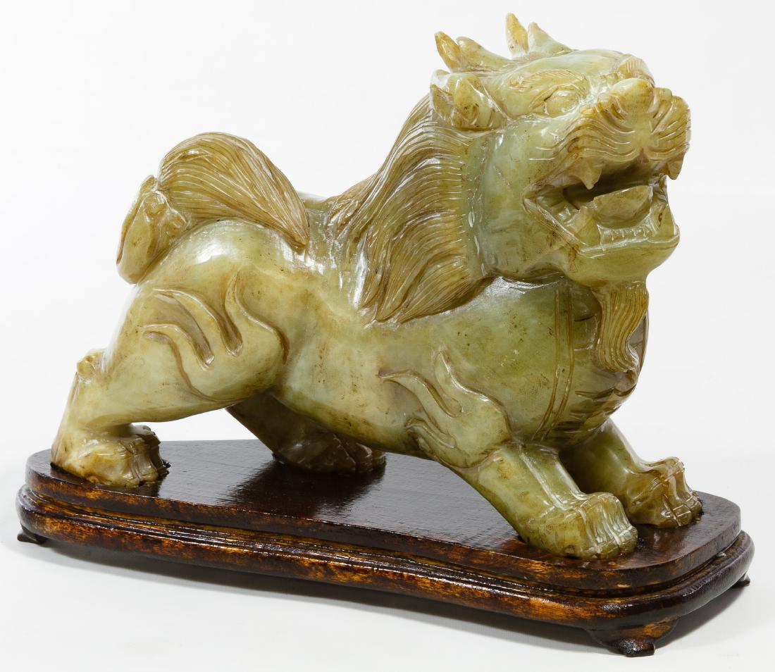 Chinese Carved Jadeite Jade Foo Dog (1 of 2)
