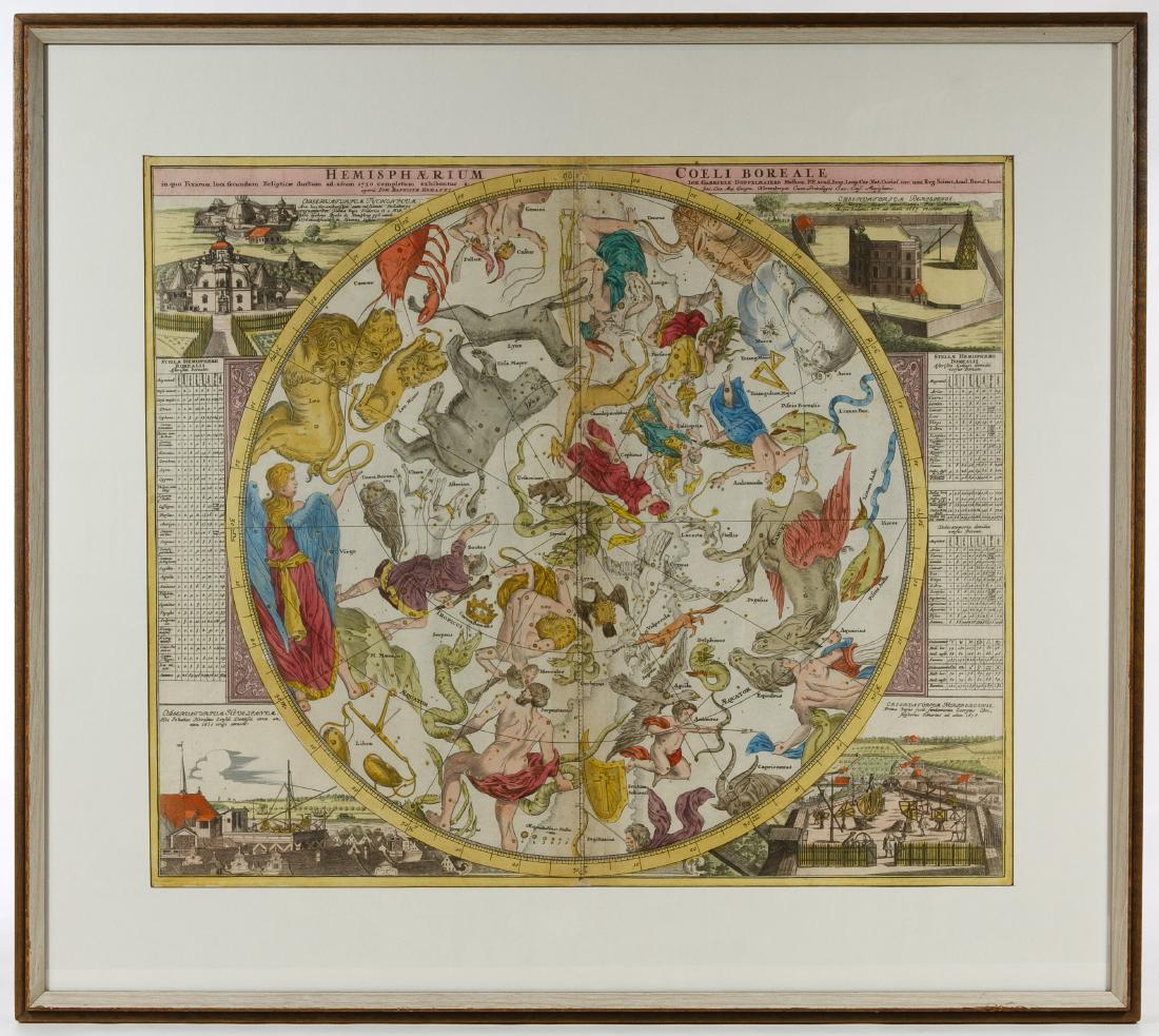 Hand Colored 'Hemisphaerium Coeli Boreale' Map (1 of 3)