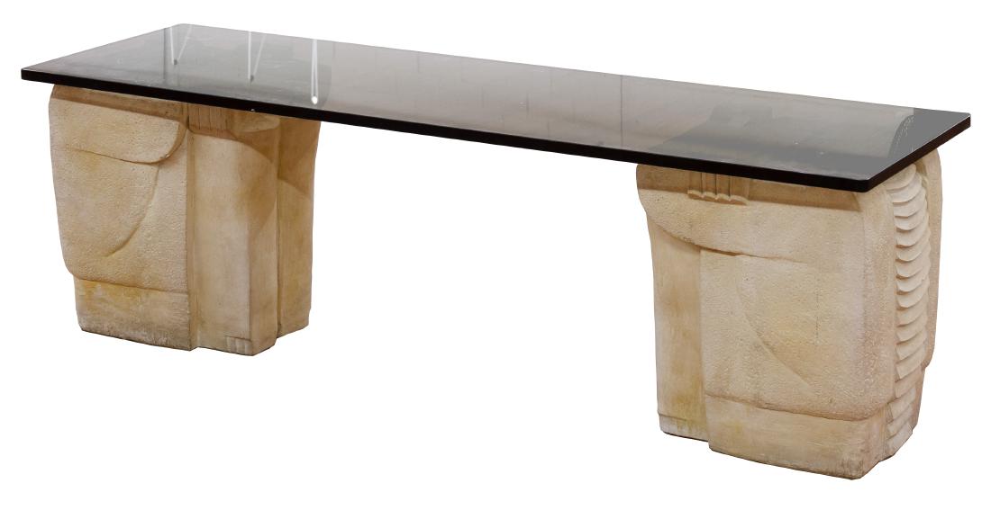 Molded Composition and Glass Bench by Jesper Furniture (1 of 1)