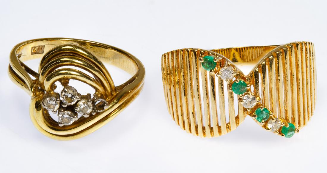 14k Gold, Emerald and Diamond Rings (1 of 2)