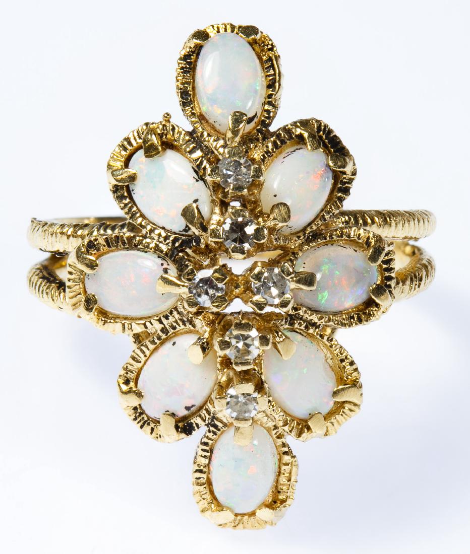 Romany 14k Gold Opal And Diamond Ring