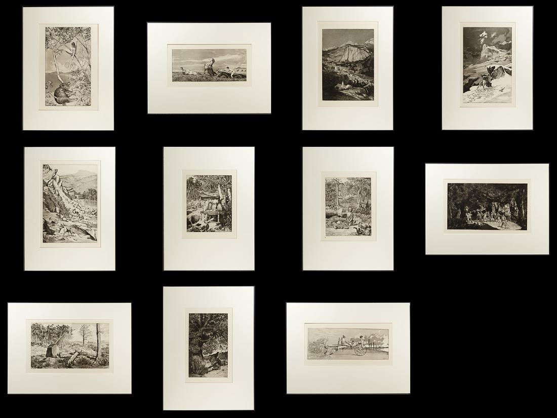 Max Klinger (German, 1857-1920) 'Intermezzi Opus IV': Max Klinger (German, 1857-1920) 'Intermezzi Opus IV' Portfolio Print Set c.1880 set of (11) prints with printed signatures lower right, depicting romantic and mythological imagery; published by Theo S