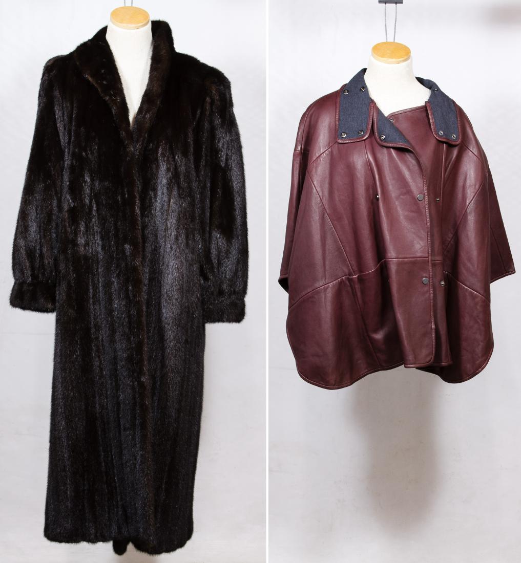 Mink Full Length Fur Coat and Lamb Leather Cape (1 of 2)