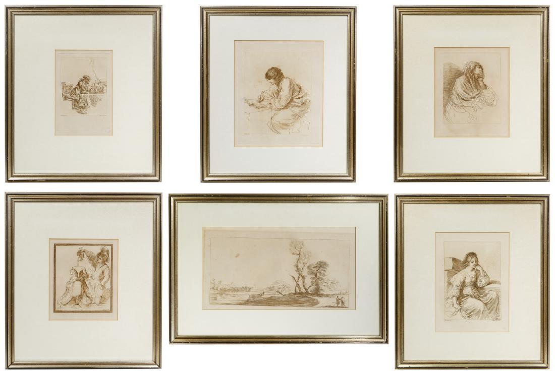 (After) Old Masters (European, 16th to 17th Century): (After) Old Masters (European, 16th to 17th Century) Engraving Assortment c.1800, (6) prints made based on paintings by Guercino and other Old Masters, engraved by Francesco Bartolozzi and published b