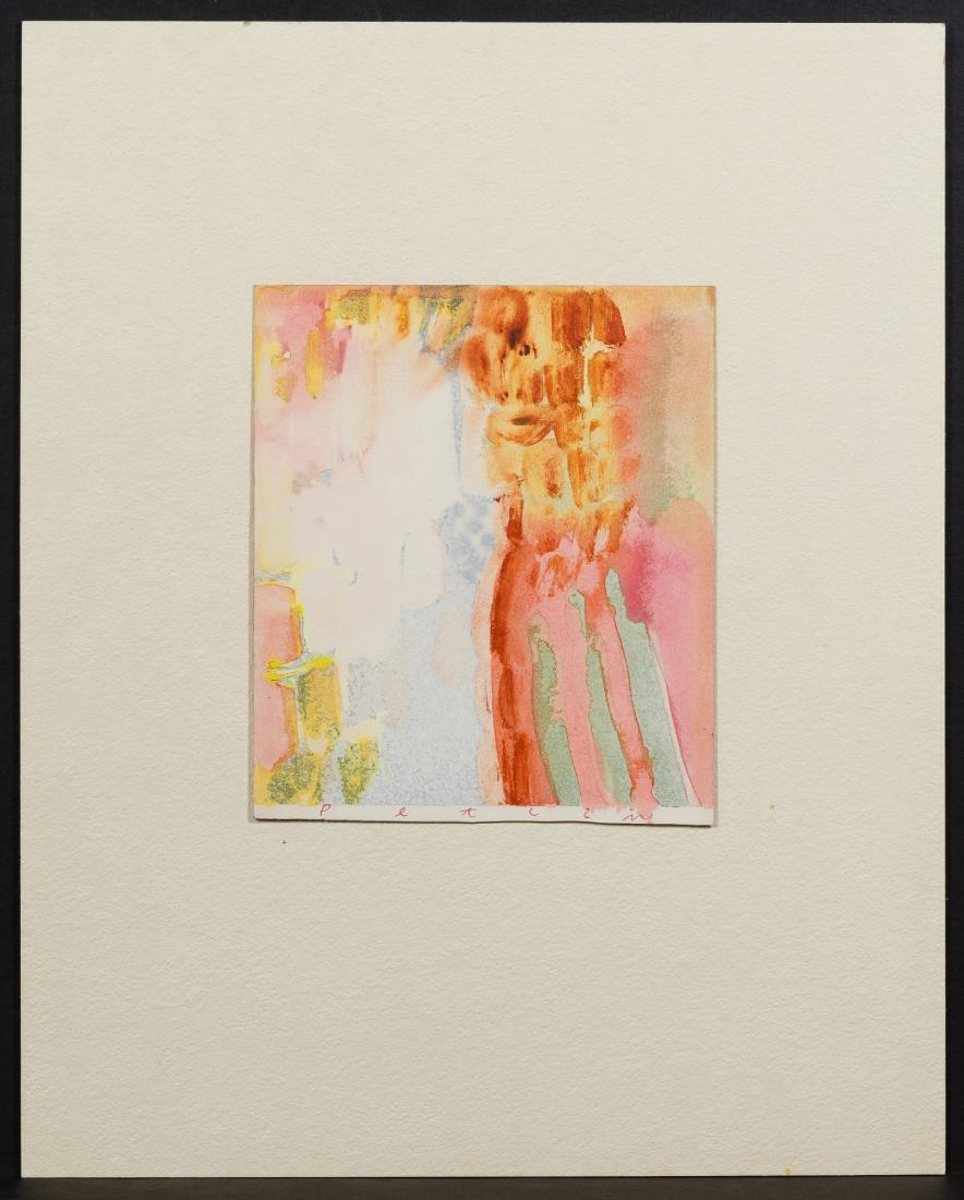 Irving Petlin (American, b.1934) Watercolor on Paper: Irving Petlin (American, b.1934) Watercolor on Paper Undated, signed lower border, depicting abstract shapes in pastel color tones; paper glued onto matboard; together with a 1994 Chicago art gallery 