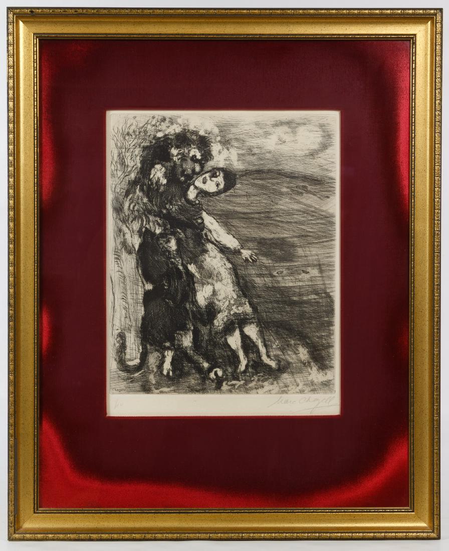 Marc Chagall (Russian / French, 1887-1985) 'Lion in: Marc Chagall (Russian / French, 1887-1985) 'Lion in Love' Etching Undated, pencil signed lower right, printed signature lower right in plate; depicting a female with a mythological beast; from the Fab