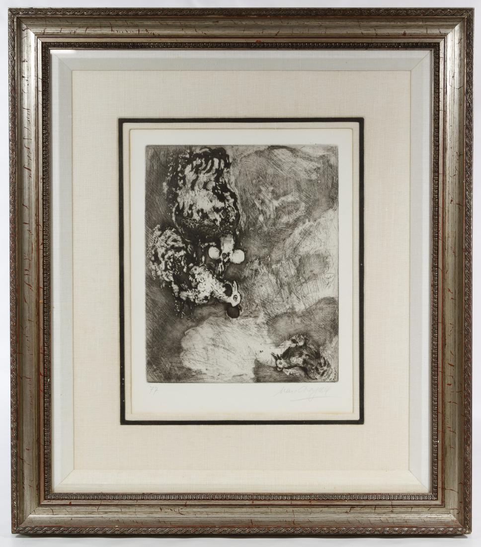 Marc Chagall (Russian / French, 1887-1985) 'The Two: Marc Chagall (Russian / French, 1887-1985) 'The Two Roosters' Etching 1977, pencil signed lower right, depicting two roosters; from Les Fables de la Fontaine, Volume II Height: 14.00 inches, Width: 10