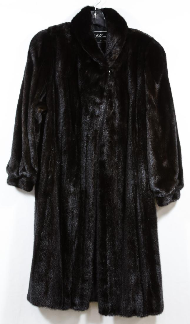 Mink Fur Full Length Coat by J J Rose: Mink Fur Full Length Coat by J J Rose Having a black lining, exterior pockets at each side seam Height: 45.00 inches, Width: 26.00 inches Category: Clothing & Accessories > Coats Shipping Status: Leon