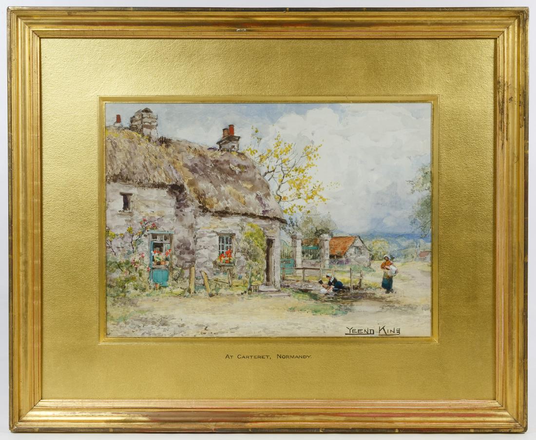 Henry John Yeend-King (British, 1855-1924) 'At: Henry John Yeend-King (British, 1855-1924) 'At Carteret, Normandy' Watercolor Undated, signed lower right, depicting a village scene; attached framing label en verso Height: 10.00 inches, Width: 14.00