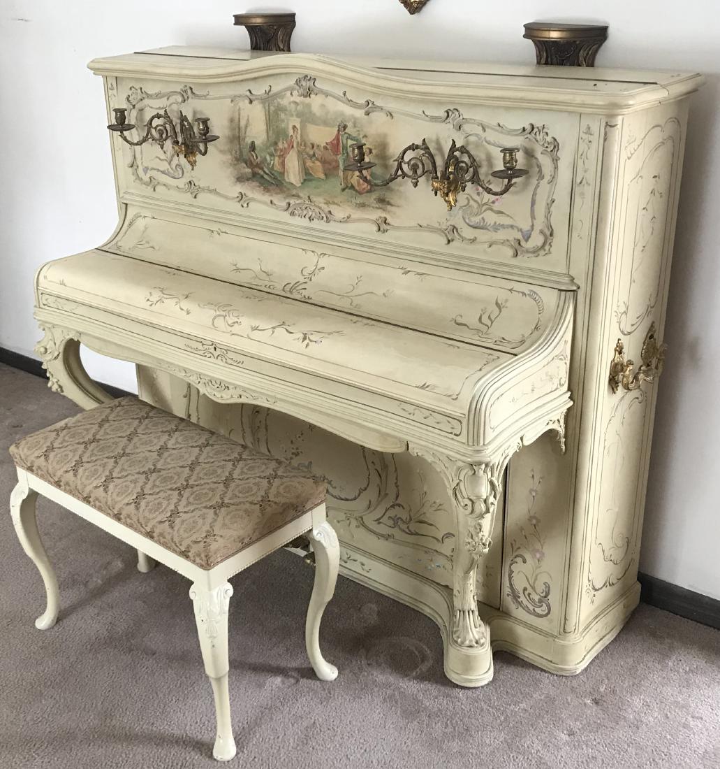 French Provincial Piano by Ruch Paris: French Provincial Piano by Ruch Paris c.1920; hand painted by Shohreh Shakib; ** Please note: this item is located at a residence in the Chicago suburbs; it is not available for in-person viewing; the