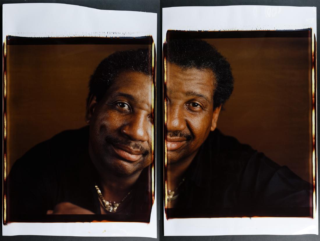 Dawoud Bey (American, b.1953) Portrait Photographs: Dawoud Bey (American, b.1953) Portrait Photographs Undated, unsigned, each photo depicting an African American with a gold chain; both unframed, one slightly larger Height: 33.00 inches, Width: 22.00 
