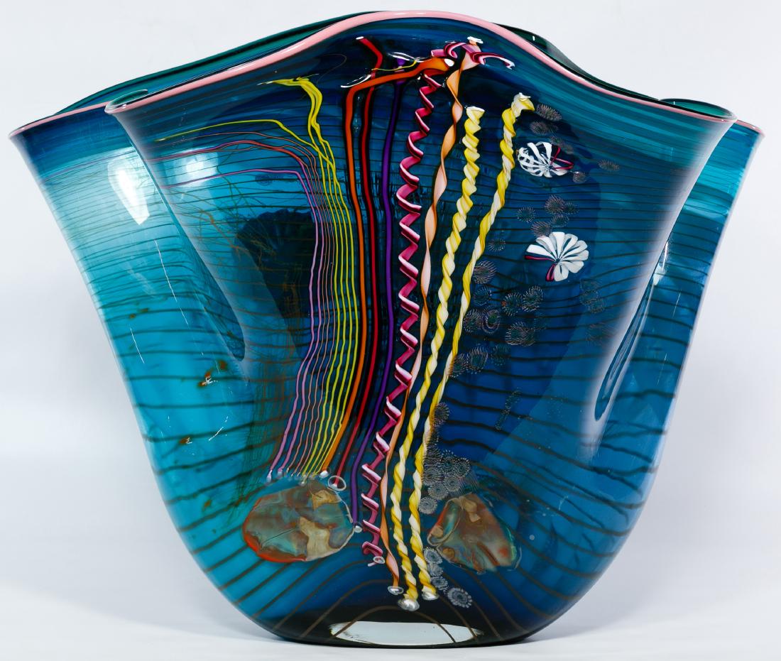 Chris Hawthorne and James Nowak Art Glass 'Aquarium': Chris Hawthorne and James Nowak Art Glass 'Aquarium' Vase 1991, signed on the underside, depicting an under the sea theme Height: 17.00 inches, Width: 21.00 inches, Depth: 12.00 inches Category: Cryst