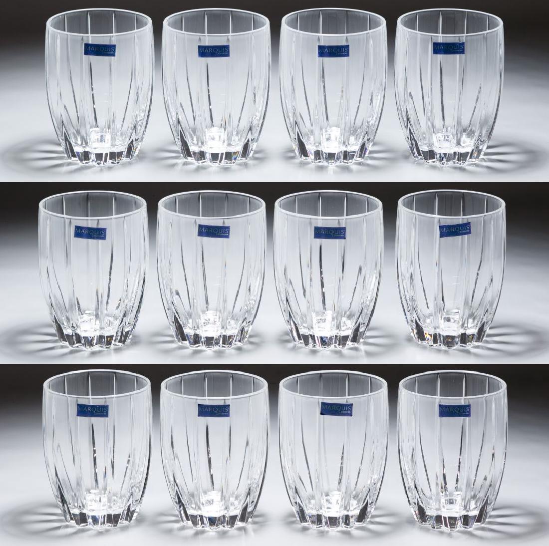 Marquis by Waterford 'Omega' Double Old Fashion Glasses: Marquis by Waterford 'Omega' Double Old Fashion Glasses (12) glasses in original boxes Height: 4.50 inches (each glass) Category: Crystal & Glass > Waterford Shipping Status: Leonard Auction, Inc. wil