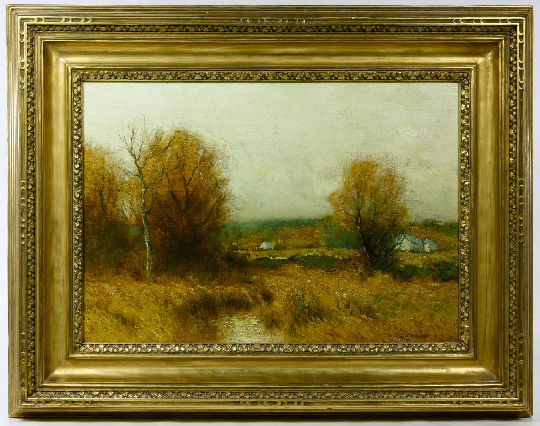 Bruce Crane (American, 1857-1937) Oil on Canvas: Bruce Crane (American, 1857-1937) Oil on Canvas Undated, signed lower right, depicting an autumn landscape Height: 14.00 inches, Width: 20.00 inches Frame Size: 21.50 inches by 27.50 inches Category: