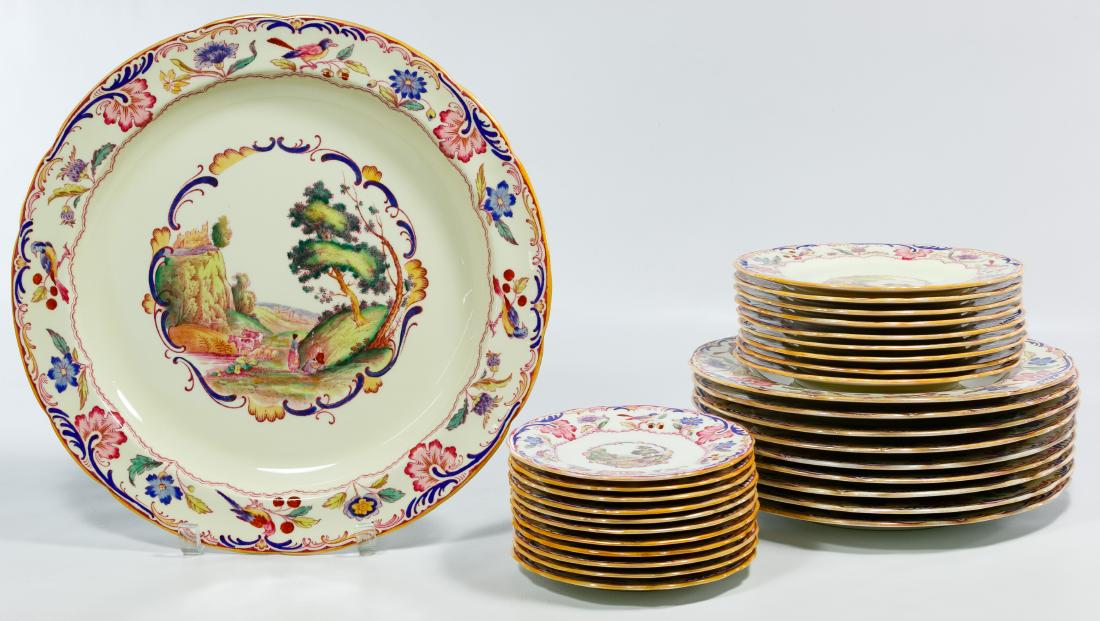 Spode 'Gobelin' Partial China Service: Spode 'Gobelin' Partial China Service Including (9) dinner plates, (9) salad plates, (11) dessert plates and (1) serving plate Diameter: 14.25 inches (serving plate) Category: Pottery & Porcelain > Ch