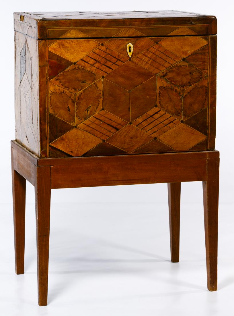 English Diminutive Parquetry Chest on Stand (1 of 5)