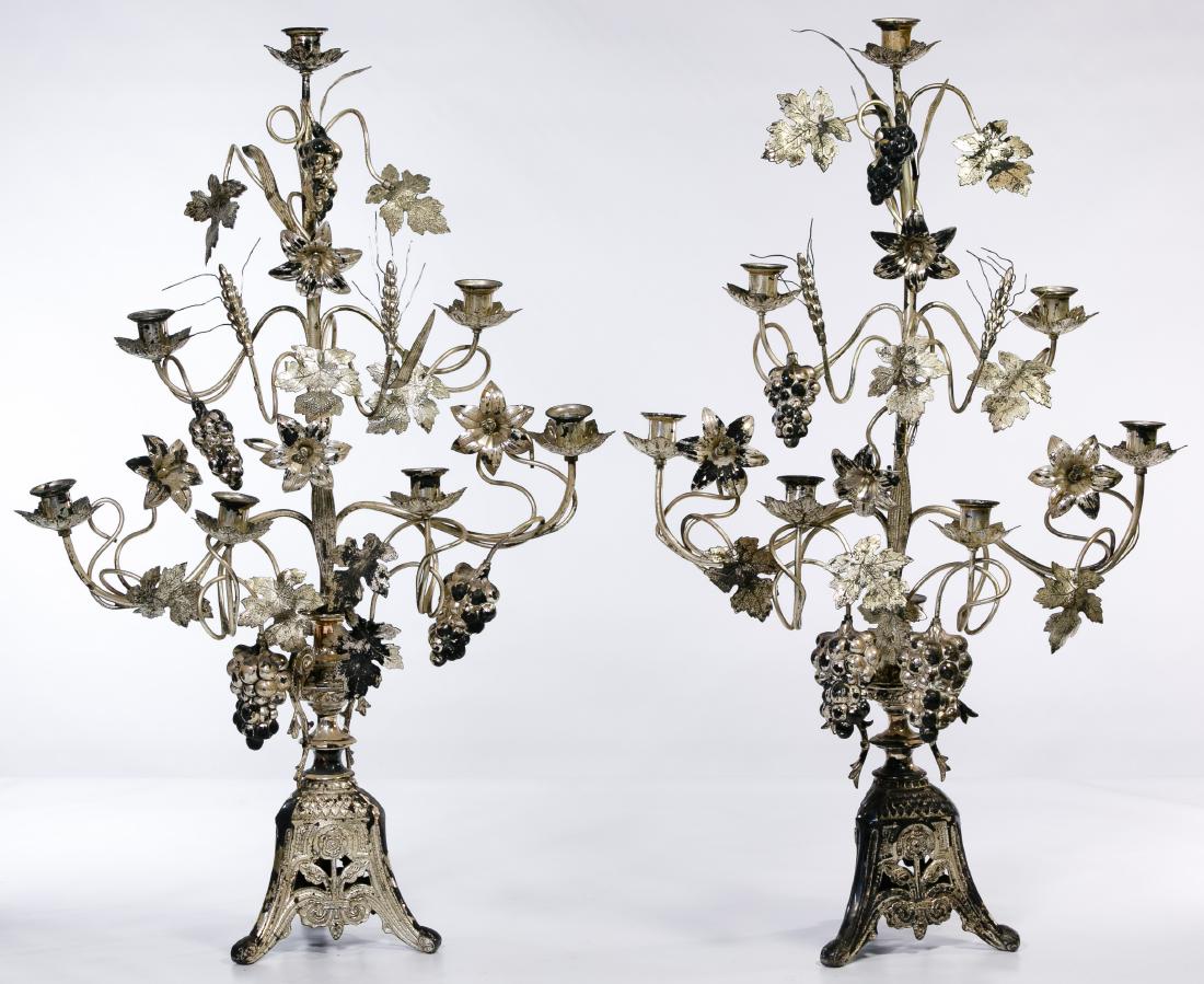 Silverplated Cast Metal Candelabrum (1 of 3)