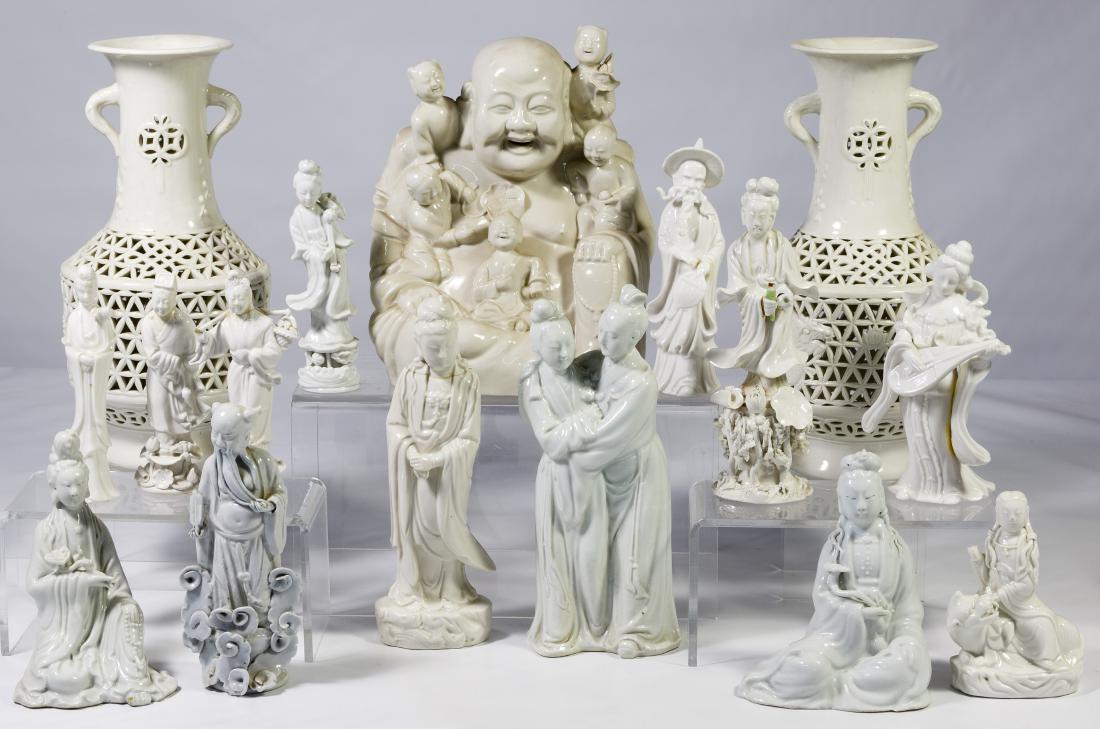 Asian Blanc de Chine Figure and Vase Assortments (1 of 1)