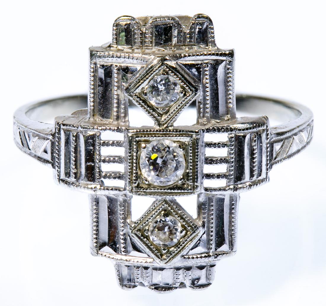 18k White Gold and Diamond Art Deco Ring (1 of 3)