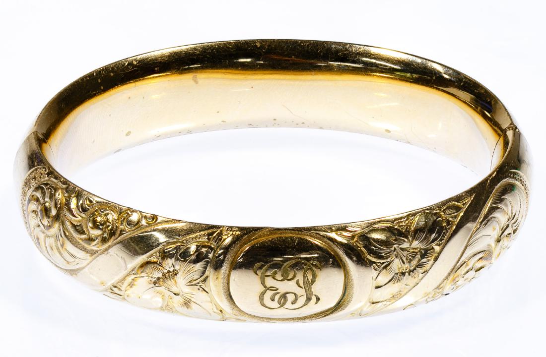 14k Gold Hinged Bangle Bracelet (1 of 2)