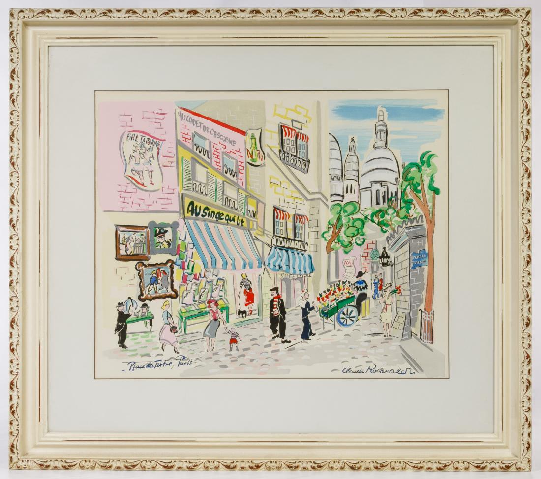 Claude Rodewald (French, b.1923) Watercolor on Paper: Claude Rodewald (French, b.1923) Watercolor on Paper Undated, signed lower right, depicting a Paris street scene Height: 17.00 inches, Width: 21.00 inches Frame Size: 27.00 inches by 31.00 inches Cate