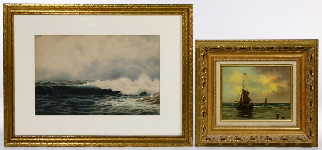 Unknown Artist (20th Century) Seascape Oil on Board (1 of 3)