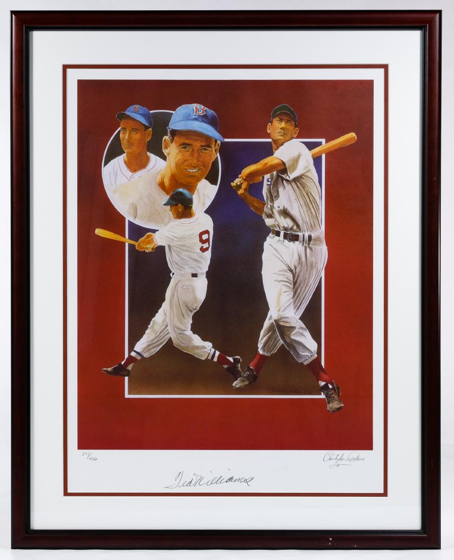 'The Splendid Splinter' Serigraph by Christopher Paluso: 'The Splendid Splinter' Serigraph by Christopher Paluso Limited edition print of Ted Williams 241/406 having an autograph, museum mounted and framed Condition: Very Good, print showing no damage; smal
