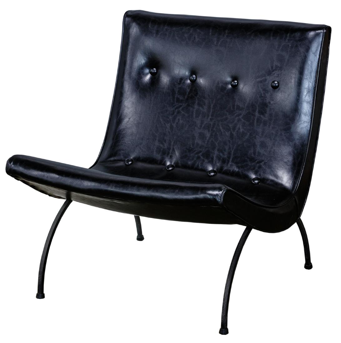 MCM Black Vinyl Scoop Chair by Milo Baughman (1 of 4)